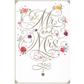 Heartline Mr. and Mrs. Wedding Day Card for the Bride and Groom Congratulations - Wishing You a Day Full of Joy and a Lifetime Filled With Love