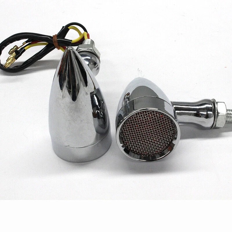Unbranded 2X Chrome Motorcycle LED Turn Signals RED Light Brake