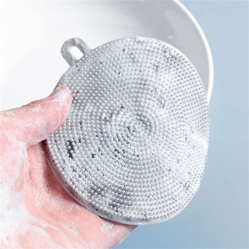 4PCS Silicone Dish Scrubber, Multipurpose Round Silicone Sponges Reusable Dish