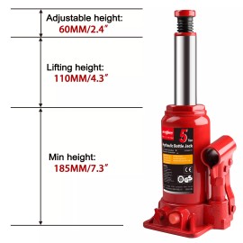 5 Ton 10000 lb Hydraulic Bottle Jack W/ Carrying Case Jack Pad Car Lift Stand