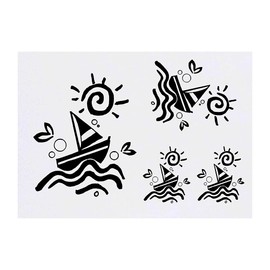 Azeeda 4 x 'Segelboot & Sonne' Temporäre Tattoos - Wasserfest, Hautfreundlich & Ungiftig · Transfers in Verschiedenen Größen (TO00044677)