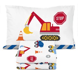 Sunny Side Up Construction Zone Twin Sheet Set - 3 Piece Kids Bedding Set Includes Pillow Cover - Super Soft Trucks Microfiber Sheets