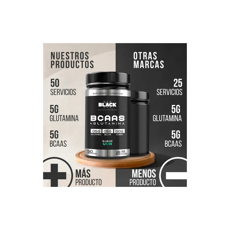 Black Supplements Aminoácidos Bcaas + Glutamina 1kg