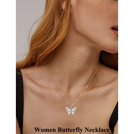 Vesitim Butterfly Necklace Sterling Silver Cubic Zirconia Jewelry for Women