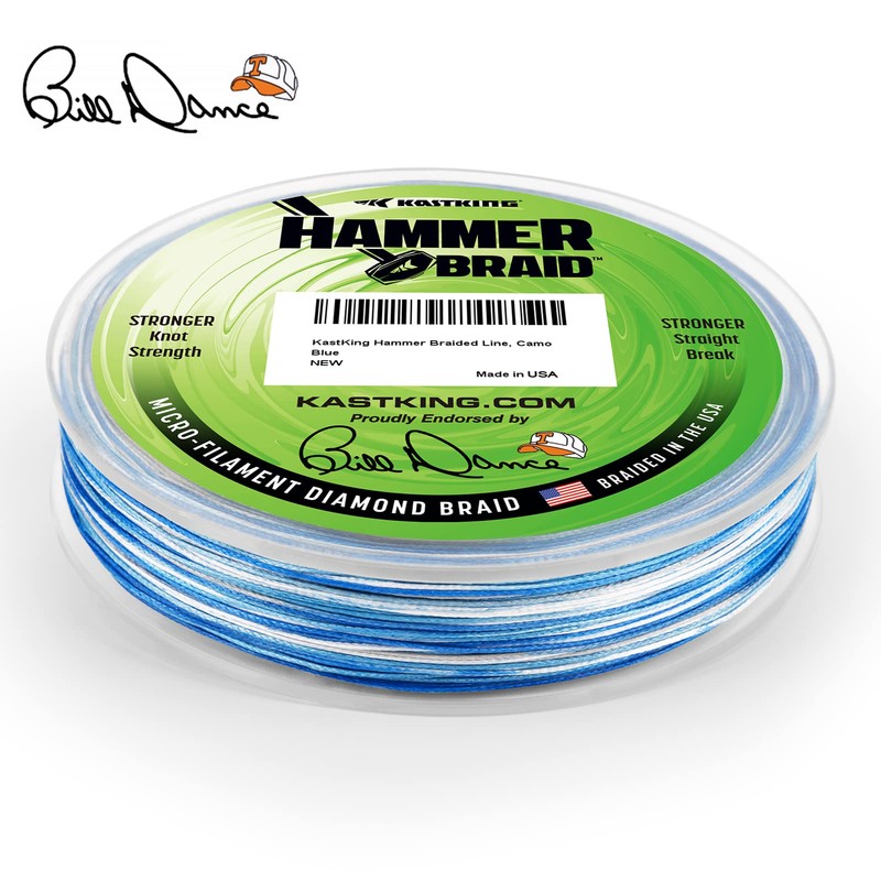 KastKing Hammer Braid Fishing Line, Camo Blue, 8 Strand, 80LB,