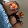 Flower Press on Toenails Short Square Fake Toenails Matte Acrylic