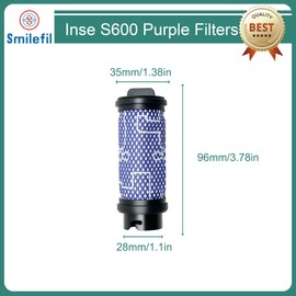 S SMILEFIL 4 Packs Premium Purple Filters Replacement Compatible with INSE Cordless Cordless Vacuum Cleaner N5 S6 S6P S600 Parts