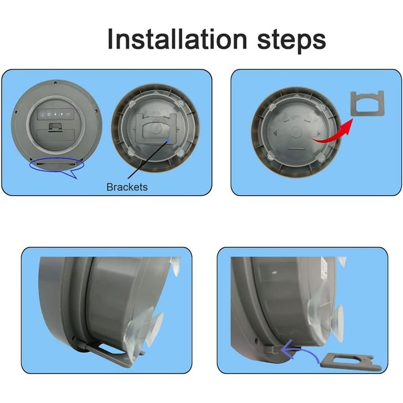 Nagoyuki 1 Piece No Punching Suction Cup Clock Gray Plastic