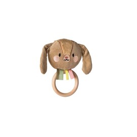 Taf Toys TAF13015 Jenny Bunny Soft Plush Toddler Sensory Easy to Grab Wooden Ring Rattle. Suitable for Newborn Baby Boys & Girls from Birth