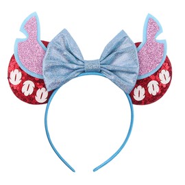 INJOYIN Mouse Ears, Cute Alien Mouse Ear Headband with Glitter and Bow – Perfect for Parties, Birthdays, and Fun Dress-Up