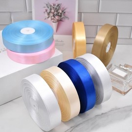 Satinband Rosa 25 mm Breit Schleifenband, 91 Meters Geschenkband Stoffband Satin Dekoband Seidenband zum Basteln, Geschenkverpackung, Kunsthandwerk, Geburtstag Hochzeit Taufe Weihnachten Dekoration