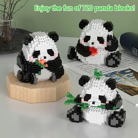TNSLAND 3-in-1 Panda Building Toy Building Block Sets Building Blocks Toy Bricks Animal Building Blocks Figures Building Toy Building Block Construction Toy for Children from 6 Years (A)
