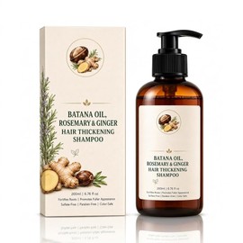 Batana Oil Hair Thickening Shampoo with Rosemary & Ginger, Volumizing Scalp Treatment for Root Strengthening, All Hair Types 6.76 Fl Oz