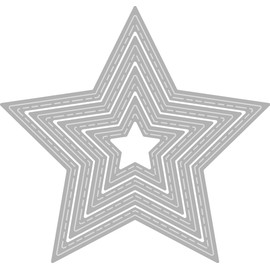 Rayher 50284000 Star Cutting Dies with Stitching on the Edge, Set of 4, Stars 2.4 - 7.4 cm Diameter, for Paper Design, Card Making, Scrapbooking and Much More, Embossing Stencils, Steel