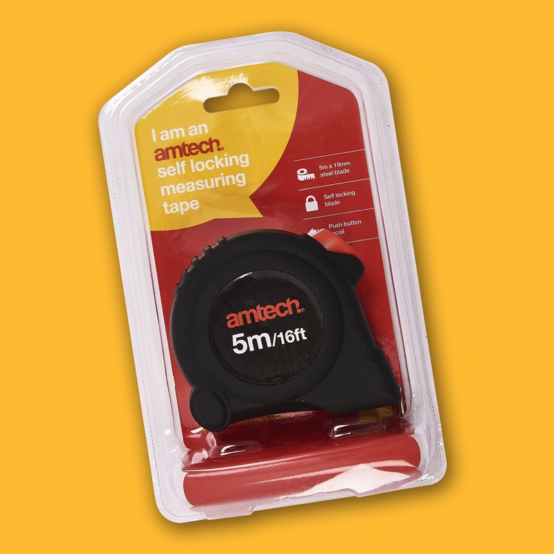 Amtech P1262 Tape Measure, Self-Locking Retractable Tape Measure 5m with