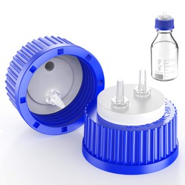 Ks-Tek 1pcs Blue GL45 Safety Cap with Two Holes,3 Hose Coupler for 1/8"(2.4-3.2mm) I.D. tubing