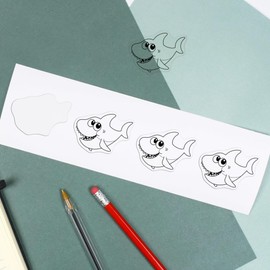 4 x Small 50mm 'Cute Cartoon Shark' Transparent/Clear Sticker Decals for Windows/Cars/Walls (DC00132392)