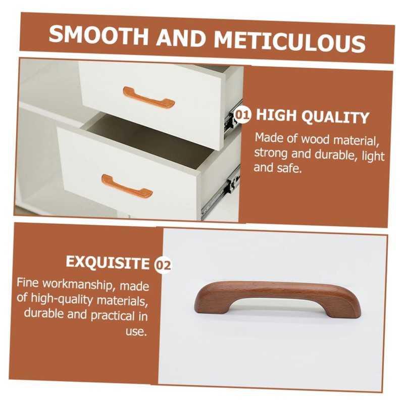 WOONEKY 5 Set Solid Wooden Cabinet Pull Handles Durable Furniture