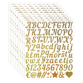 8 Sheets Vinyl Letter Stickers 705 PCS Gold Alphabet Sticker 1 Inch Stick on Letters Glitter Self-Adhesive Waterproof ABC Number Stickers for Graduation Cap Water Bottles Scrapbook (1 Inch)(Gold)