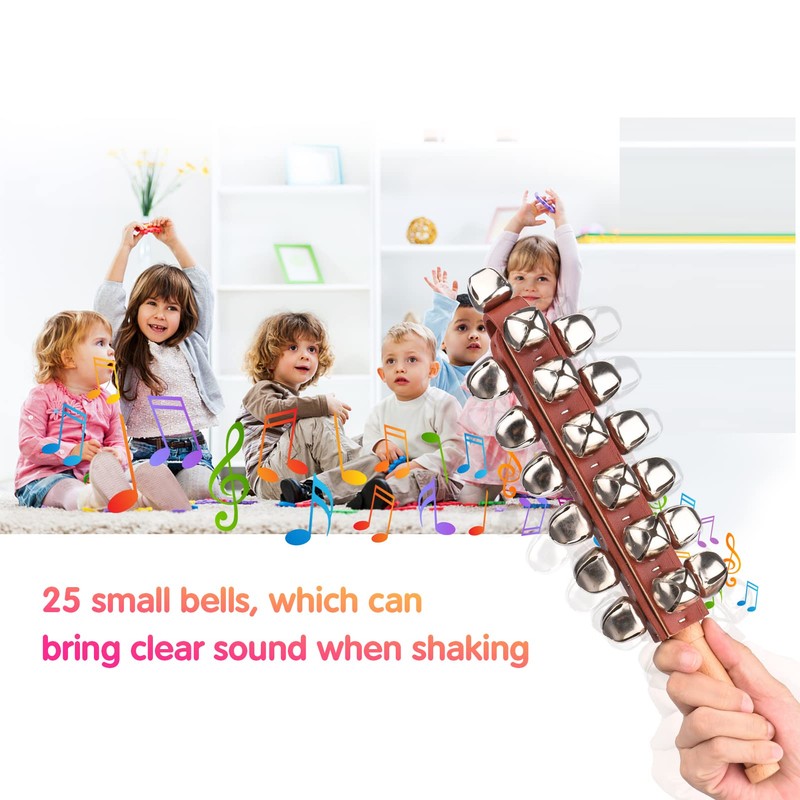 JINGFENG Hand Jingle Bells Hand Sleigh Bells Wooden Shaker Jingle