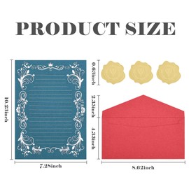 BAYTORY 28Pcs Stationery Paper and Envelopes Set, 4.3" x 8.6" Aesthetic Envelope, Lined Writing Paper, Letter Writing Kit for Love Letter, Invitations (Red, Blue, Yellow)