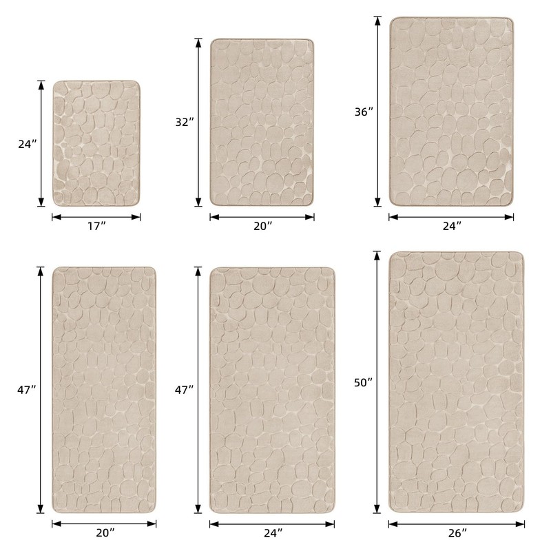 YIHOUSE Memory Foam Bath Mat Cobblestone Bathroom Rug Non Slip