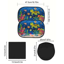 Car Sun Protection Side Window with UV Protection, Car Window Sun Visor for Children with Cute Animal Motifs, Pack of 2 Sun Protection for Side Windows with 1 Dust Cloth 47.5 x 31.5 cm Tokaneit