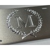 Silver Monogram Crest Car Tag Diamond Etched Engraved .040 Aluminum