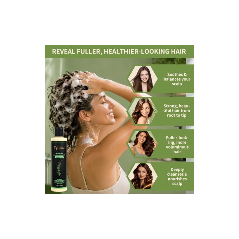 Champú Orgánico Crecimiento Cabello Romero Mujeres Hombres Natural Fortalecer Espesar