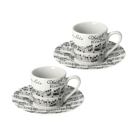 mugesh Vivaldi Espresso Set Two Cups (White) - Great Gift for Musicians
