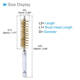 CoCud Bore Brush, 14mm Dia 4 Inch Length, Brass Cleaning Wire Brushes with 1/4 Inch Hex Shank - (Applications: for Power Drill, Die Grinder)