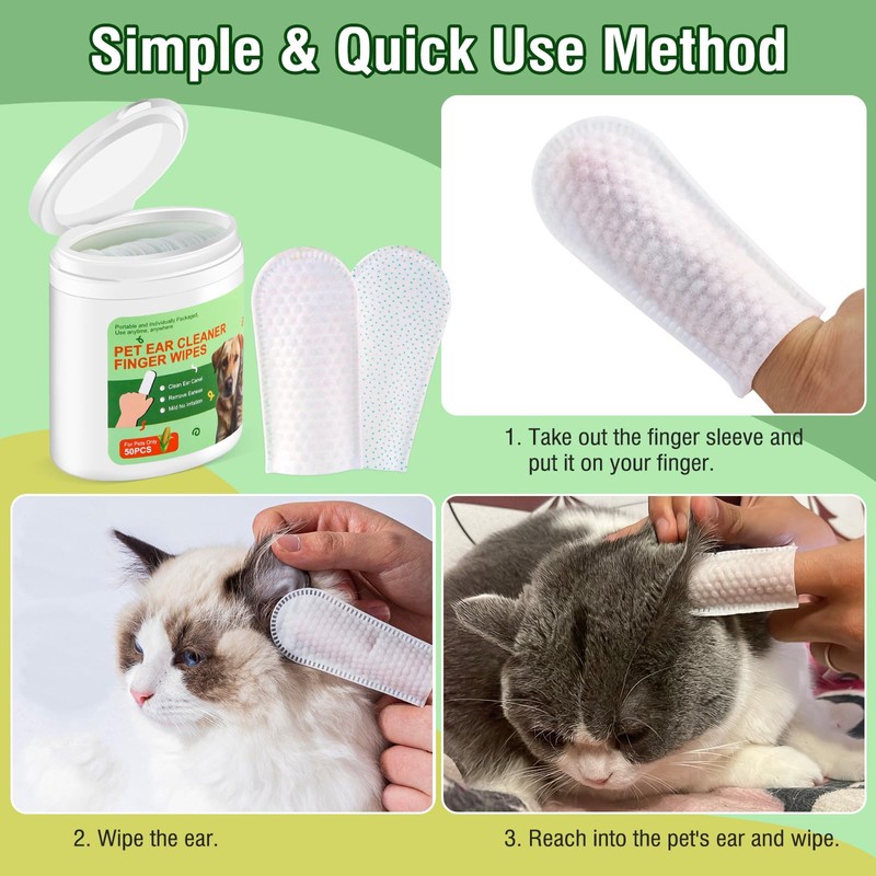 Pet Ear Wipes for Dogs and Cats,Gentle Cleansing and Odor