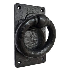 Adonai Hardware"Adonikam" Antique Heavy Duty Cast Iron Front Entry Sturdy Ring Medieval Door Knockers (1 Pack, Matte Black) for Vintage Wooden Barn Shed Doors, Gates, Fences, Furniture and Farmhouse