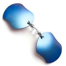 Retro Clip On Nose Sunglasses Matrix Morpheus Movie rimless (Silver, Blue)