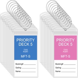 Clabby 200 Sets Cruise Clear Luggage Tags Holders Bag with Loops for Carnival, Princess, PVC Waterproof Tag for Cruises in 2025-2026