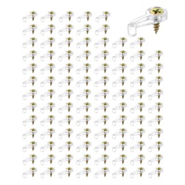 uxcell 98Set Glass Door Retainer Clips, 3.5mm Cabinet Door Glass Retainer Clips Kit Glass Door Retainer Kit for Fixing Glass Cabinet Doors (Transparent Clip with Gold Screws)