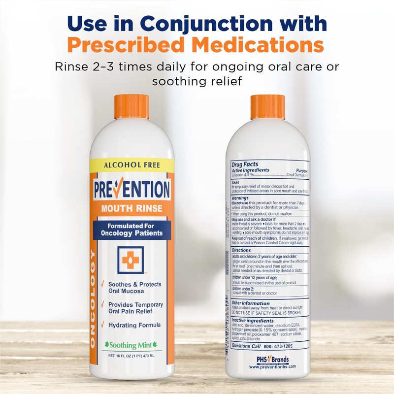 Prevention Oncology Alcohol Free Mouthwash, Soothing, Gentle, & Moisturizing, Mouthsore