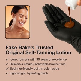 Fake Bake Original Self-Tanning Lotion – Lasting, Natural-Looking Sunless Tanner for All Skin Tones – Streak-Free, Buildable Color for Women & Men – 6 oz