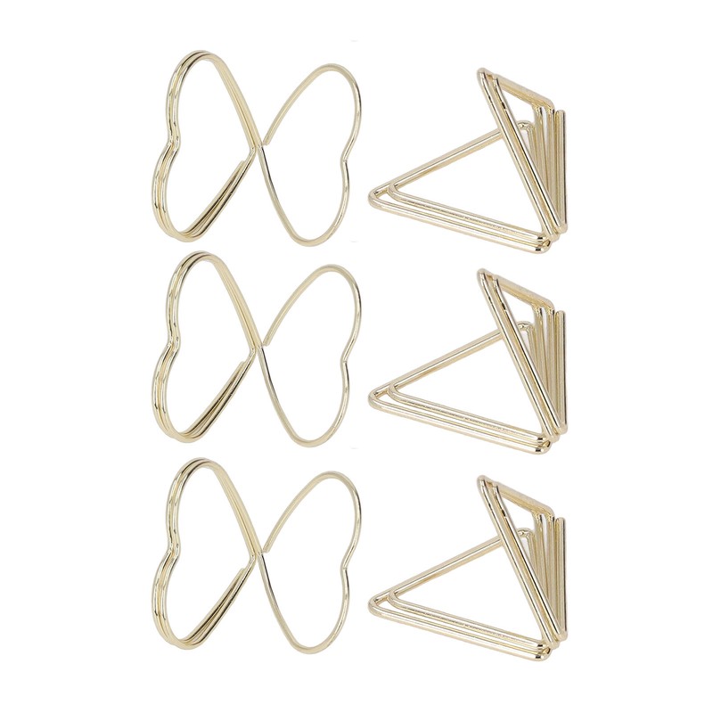 100pcs Paper Clips Gold Triangle Heart Shape Double Layer Three