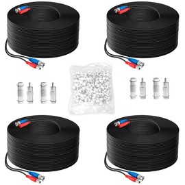 OOSSXX (4×150 Feet) Video Power Cable BNC Extension Outdoor Wired Surveillance Camera All-in-One Cables for CCTV Security Cameras DVR System with 4xBNC Connectors and 4xRCA Adapters,Black