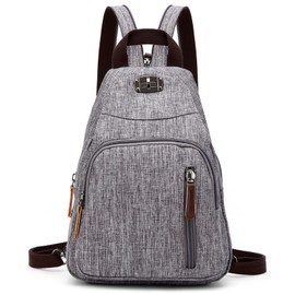 FORRICA Women Sling Bag Casual Multifunction Chest Bag Crossbody Backpack Waterproof Nylon Ladies Shoulder Rucksack for Outdoor Sport Travel Hiking Grey