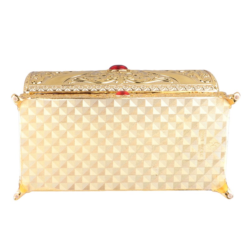 Vintage Metal Jewelry Box Rectangle Delicate Pattern Trinket Box with
