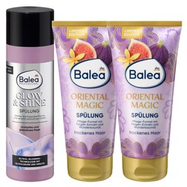Balea Set of 3 Hair Care: Professional Conditioner Glow & Shine Conditioner with Anti-Frizz Effect, 200 ml + Conditioner Oriental Magic Hair Conditioner Smoothness & Natural Shine, 2 x 200 ml (600 ml)
