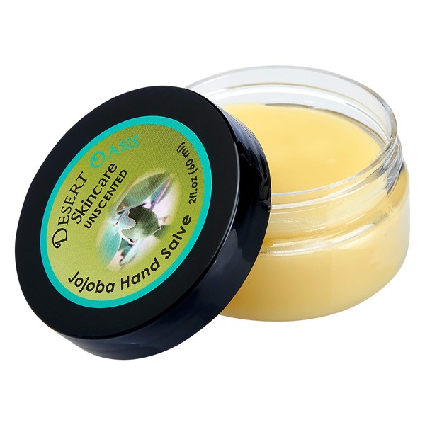 Desert Oasis Skincare Jojoba Oil Hand Salve. No added scent with over 50% Jojoba Oil. All Natural with Beeswax and Avocado Oil. Naturally Moisturizing. (2 oz/60 gm)