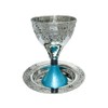Yair Emanuel Hammered Modern Kiddush Cup with Turquiose Pedastal