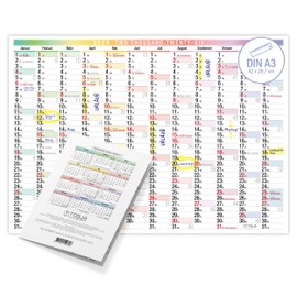 TOBJA A3 Wall Calendar 2026 Year Planner with Large Fields Colourful Design DIN A3 (42 x 29.7 cm) FSC Certified Wall Calendar for Office & Home Office Planner for Appointments & Holidays