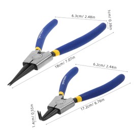 Tofficu 2pcs Pliers Internal External Retaining Ring Tools with Bent Nose for Quick Installation Removal High for Mechanical Automotive Maintenance