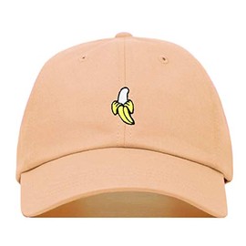 Bananas Baseball Hat, Embroidered Dad Cap, Unstructured Soft Cotton, Adjustable Strap Back (Multiple Colors) (Peach)