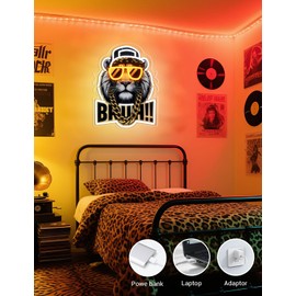 ADKALIV Lion Neon Signs for Wall Decor, Cool Neon Light Sign for Bedroom Man Cave Bar Pub Restaurant, Christmas & Birthday Party Decorations, USB Powered Neon Light, Unique Gift for Him(Lion)