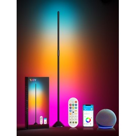 TJOY 1 Pack LED Floor Lamp, Smart RGB Corner Lamp Works with Alexa, Modern Floor Lamp with 16 Million DIY Colors, Music Sync, Color Changing Standing Lamp, Timer, for Living Room Bedroom Gaming Room